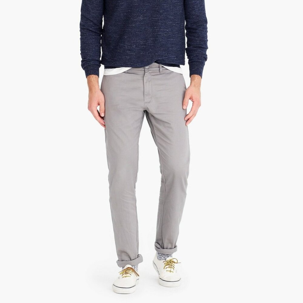 J.Crew Mens Stretch Slim-Fit Chinos Size 31/30 Gray Cotton Blend